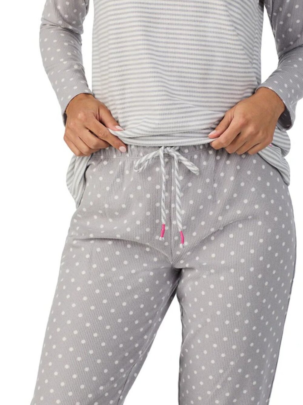 #2160 Blue* Brushed Mini Waffle Thermal Long Sleeve with Jogger Pajama Set - Picture 3 of 10